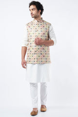 Mint Green Embroidered Bundi Jacket - kasbahmen