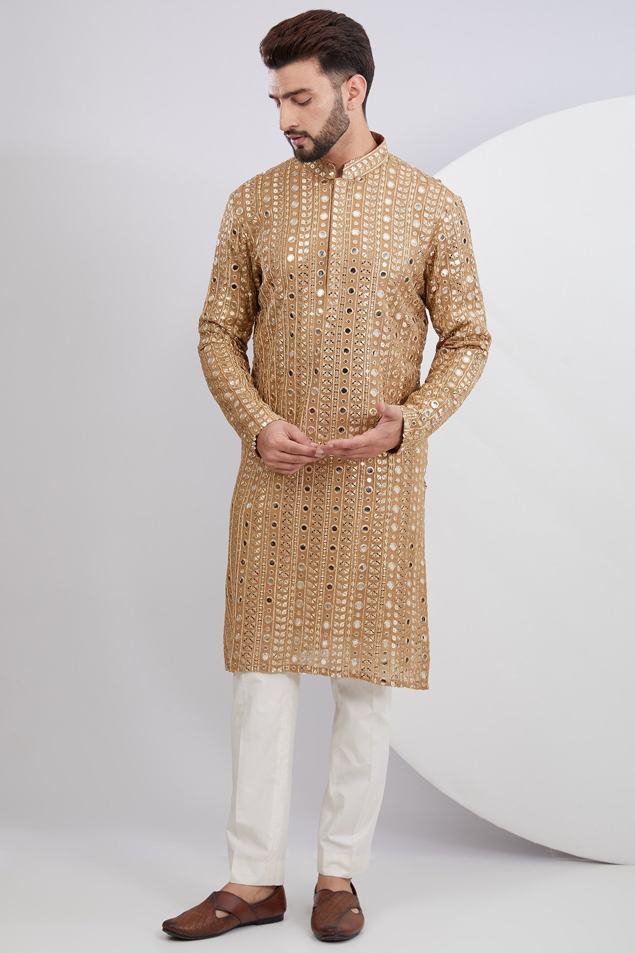 Copper Zari Mirrorwork Kurta - kasbahmen