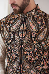 Black Traditional Kalamkari Jacket - kasbahmen