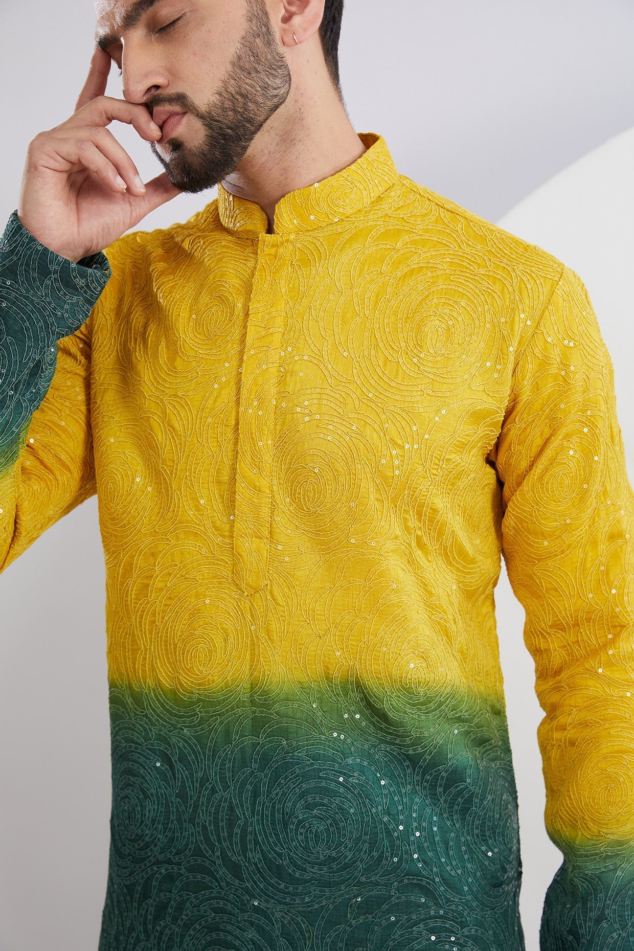 Yellow Green Ombre Kurta - kasbahmen