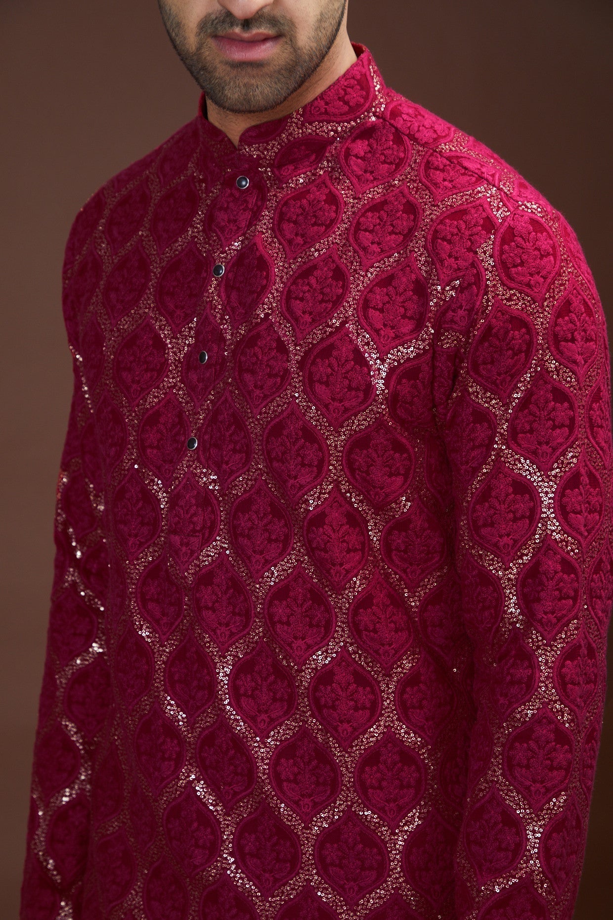 Fuchsia pink embrodried kurta - kasbahmen