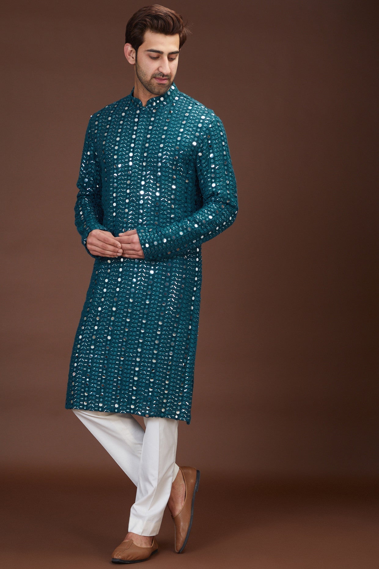 Teal mirror work kurta - kasbahmen