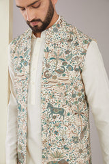 Kashmiri Embroidered Long Open Shrug - kasbahmen