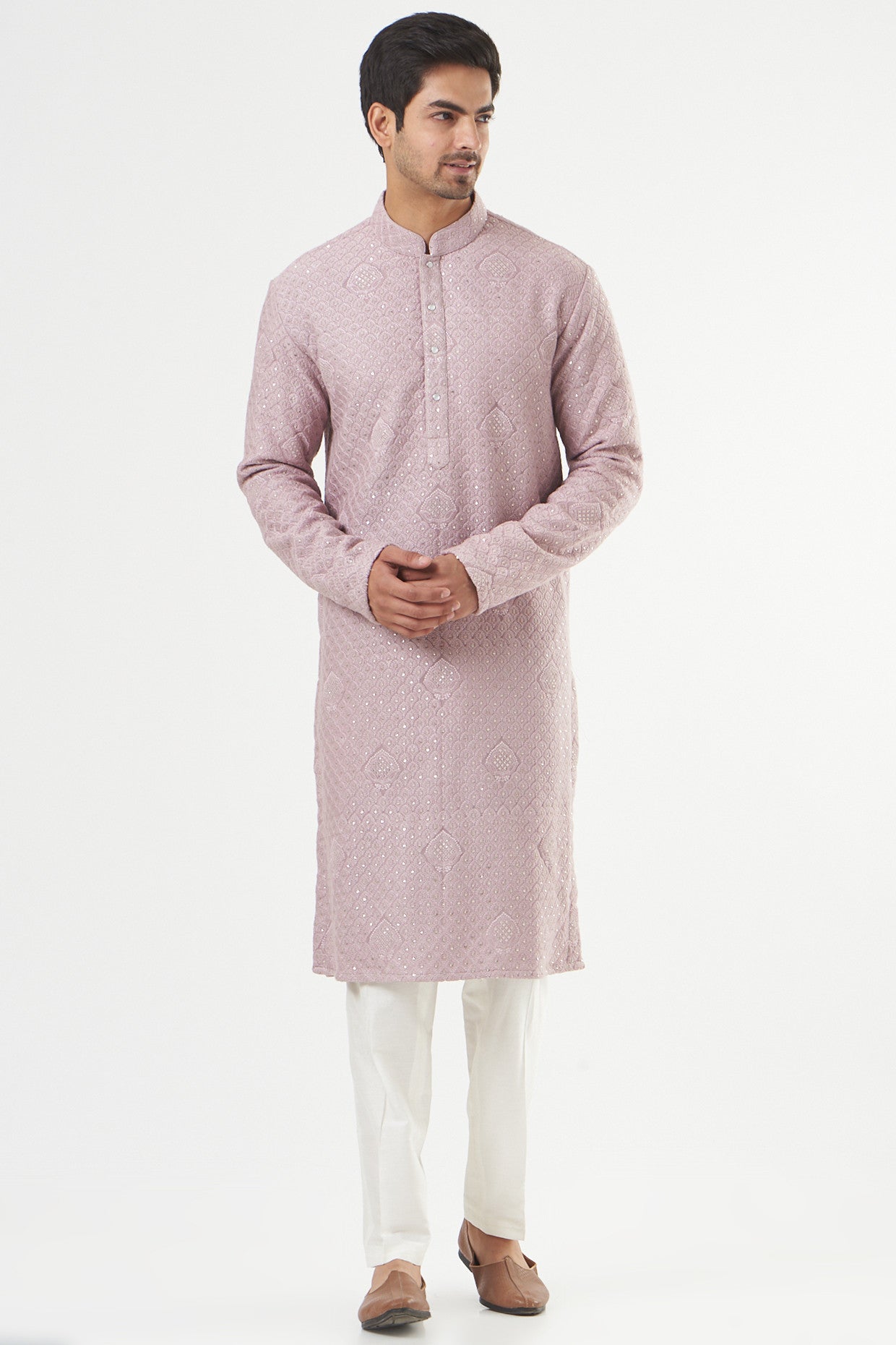 Light Lavender Chikankari Kurta - kasbahmen