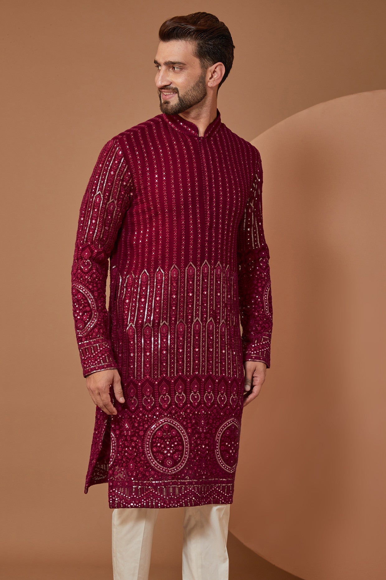 Red/Maroon Dual Tone Kurta - kasbahmen