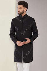 Formal Black Sequined Indowestern - kasbahmen