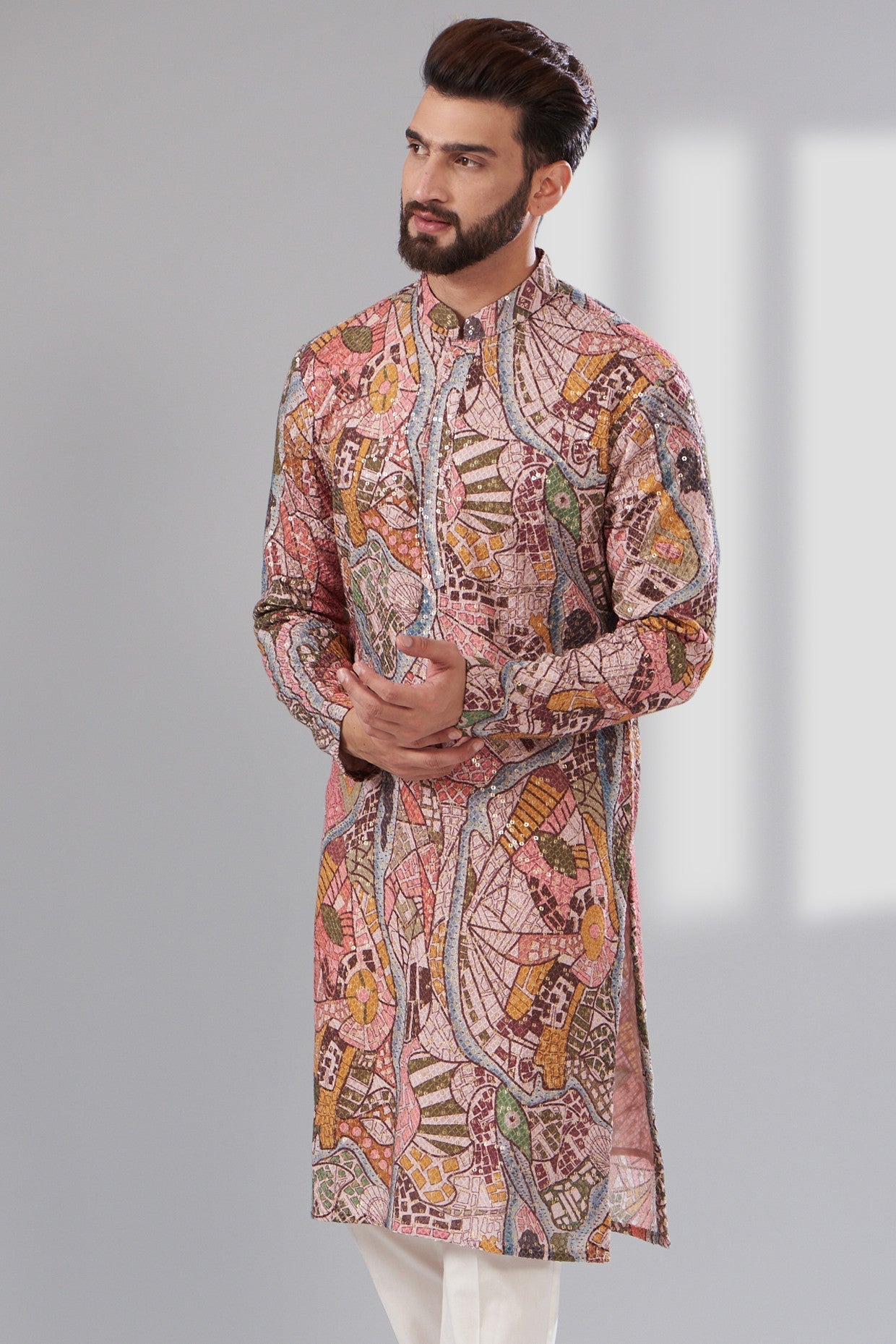 Abstract Embroidered Kurta - kasbahmen