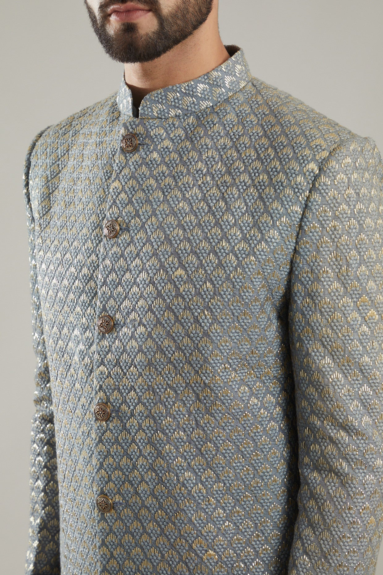 Grey Silk Indo Western Jacket - kasbahmen