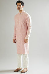 Mud Pink Chikankari Embroidered Kurta - kasbahmen