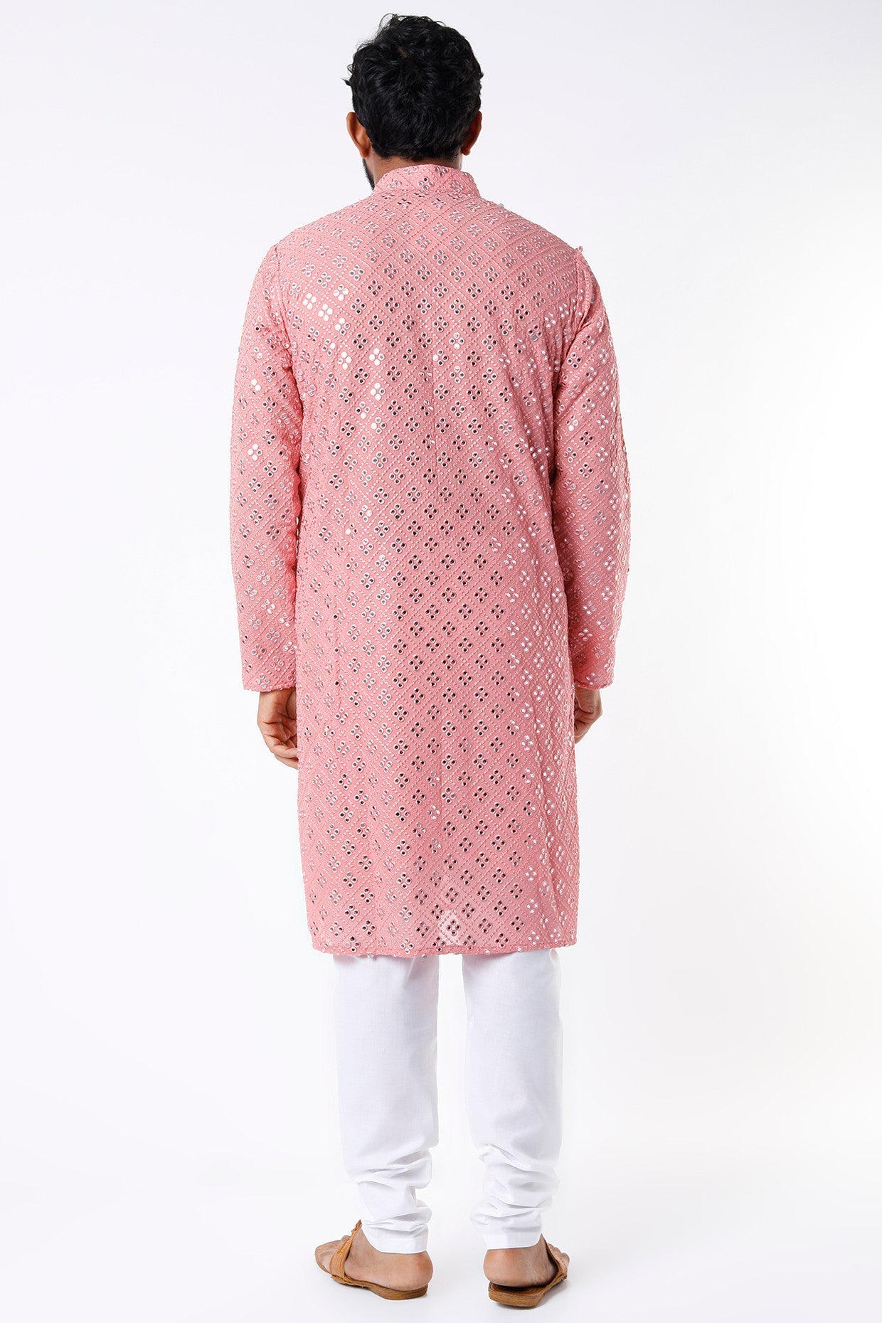 Dark Peach Mirror Work Kurta - kasbahmen