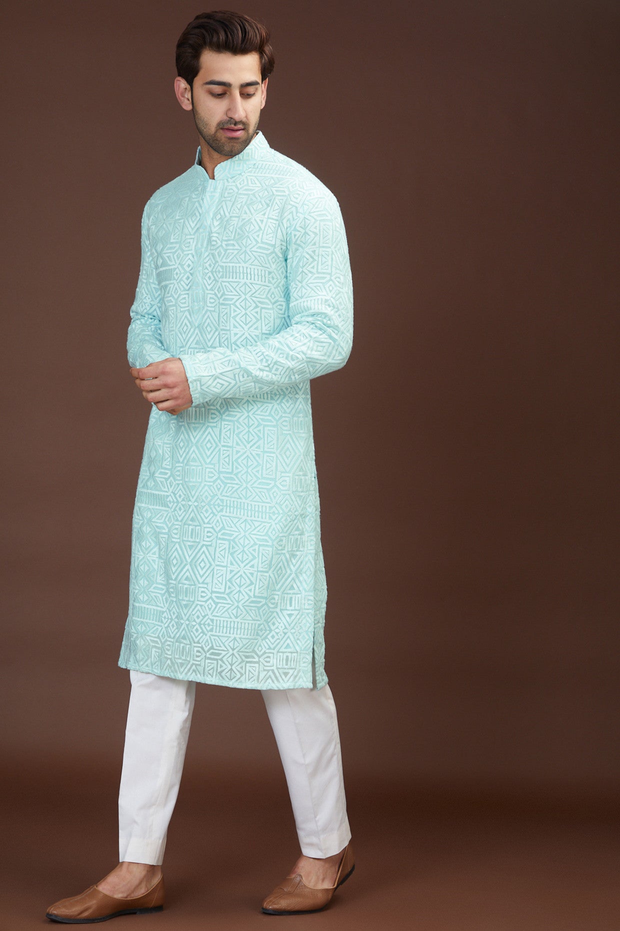 Pastel blue chikankari kurta - kasbahmen