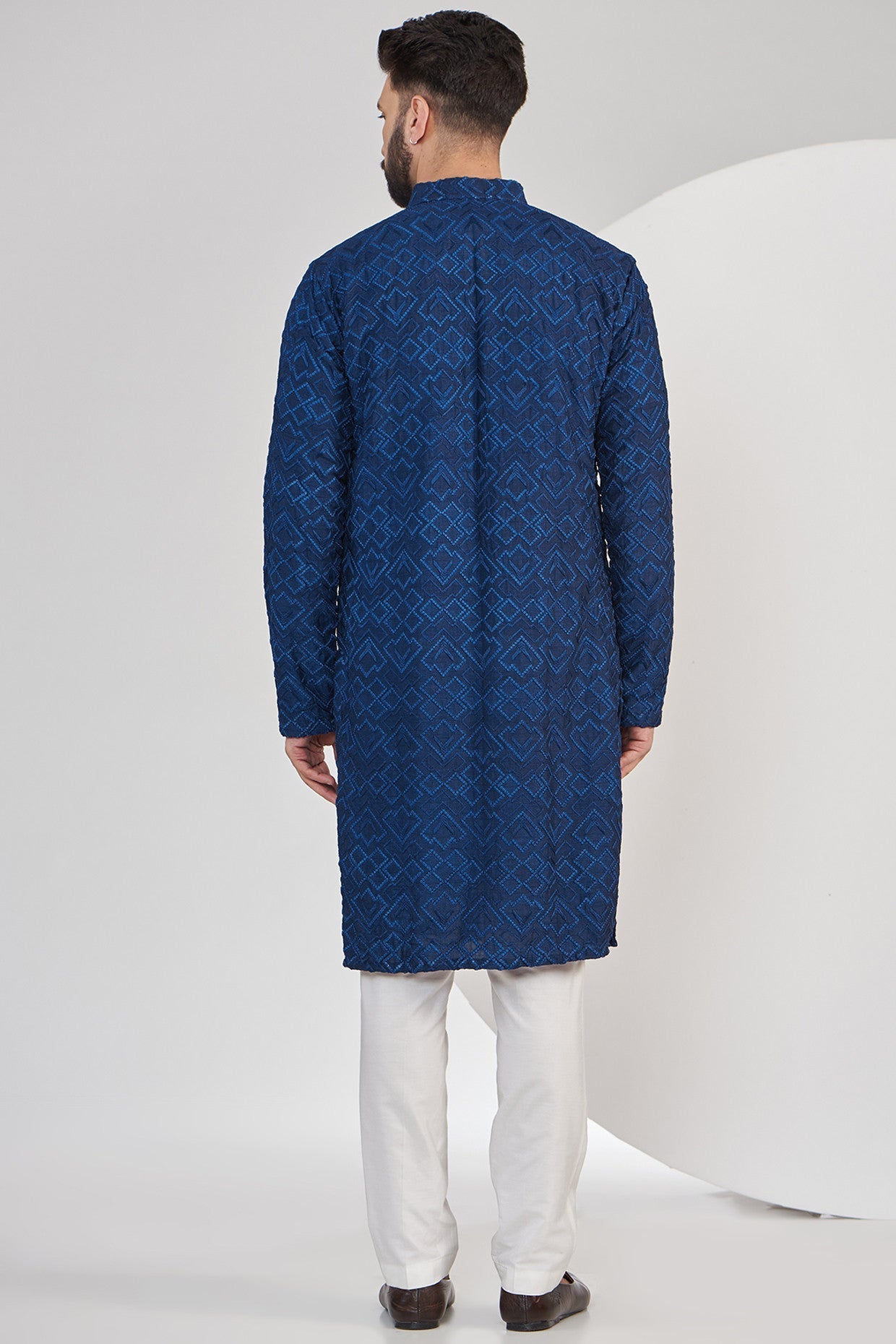 Bright navy blue chikankari kurta - kasbahmen