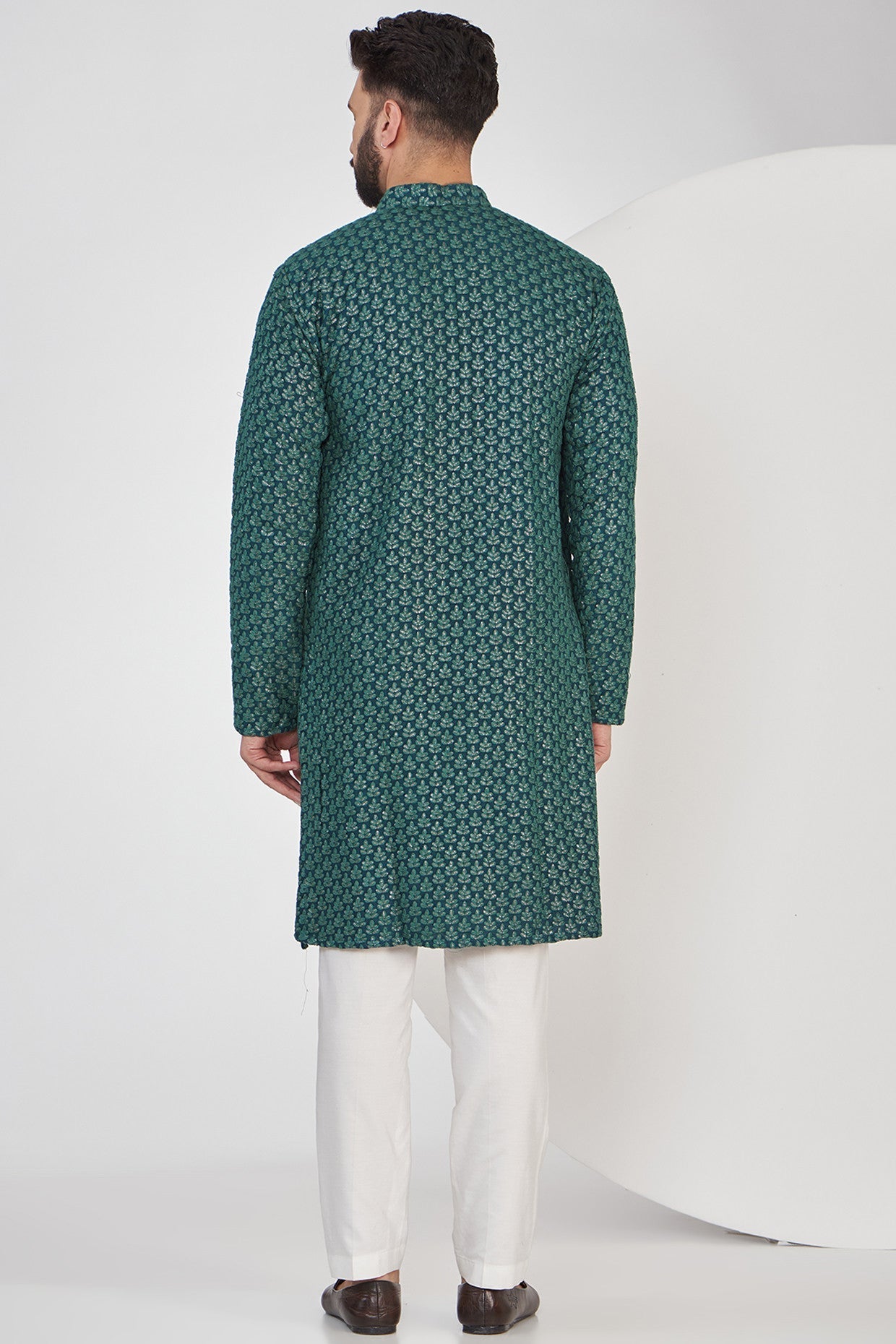 Teal Chikankari Kurta - kasbahmen