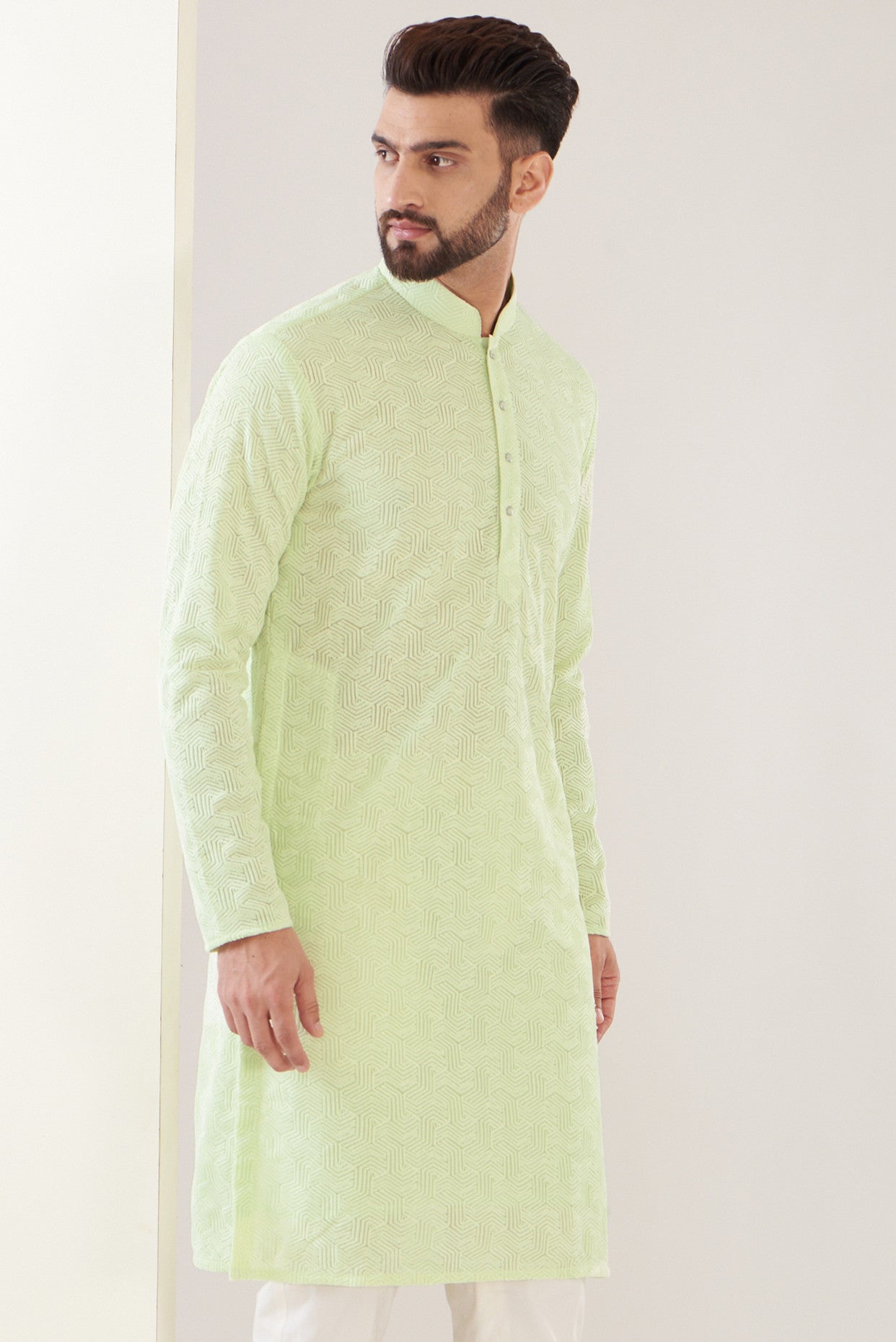 Green chikankari kurta - kasbahmen