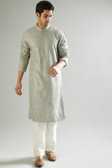 Mint Green Embroidered Kurta - kasbahmen