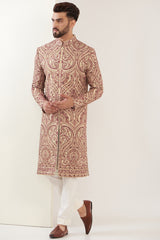 Beige jamawar sherwani - kasbahmen