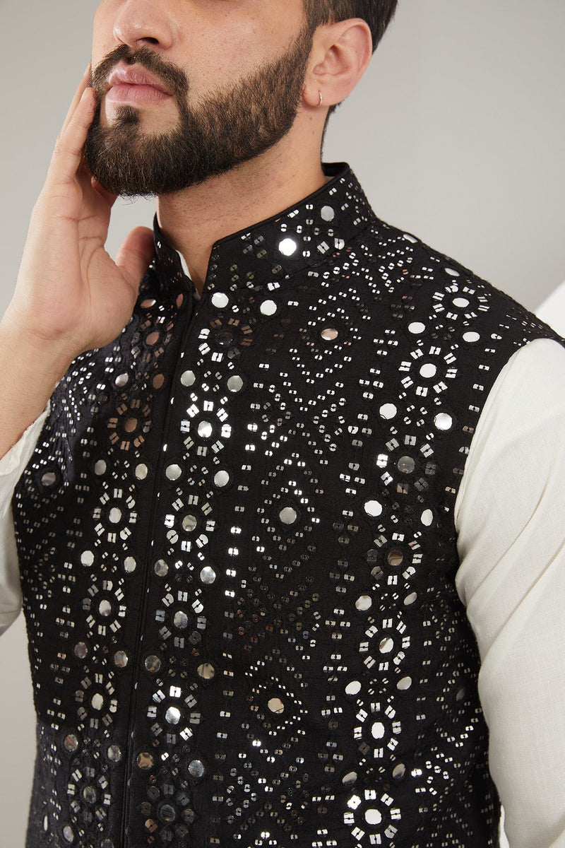 Black Mirror-work short Nehru Jacket - kasbahmen