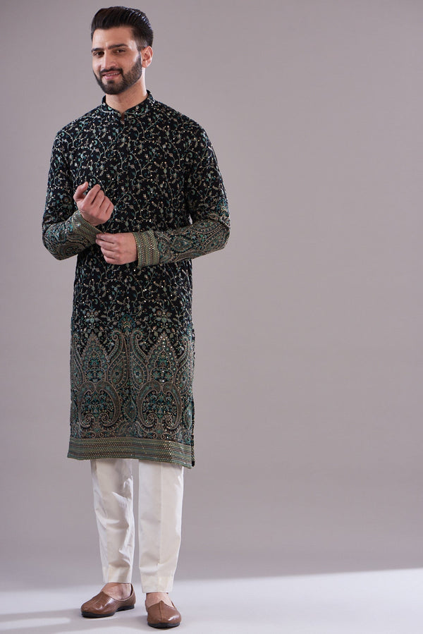 Black- green embrodried kurta - kasbahmen