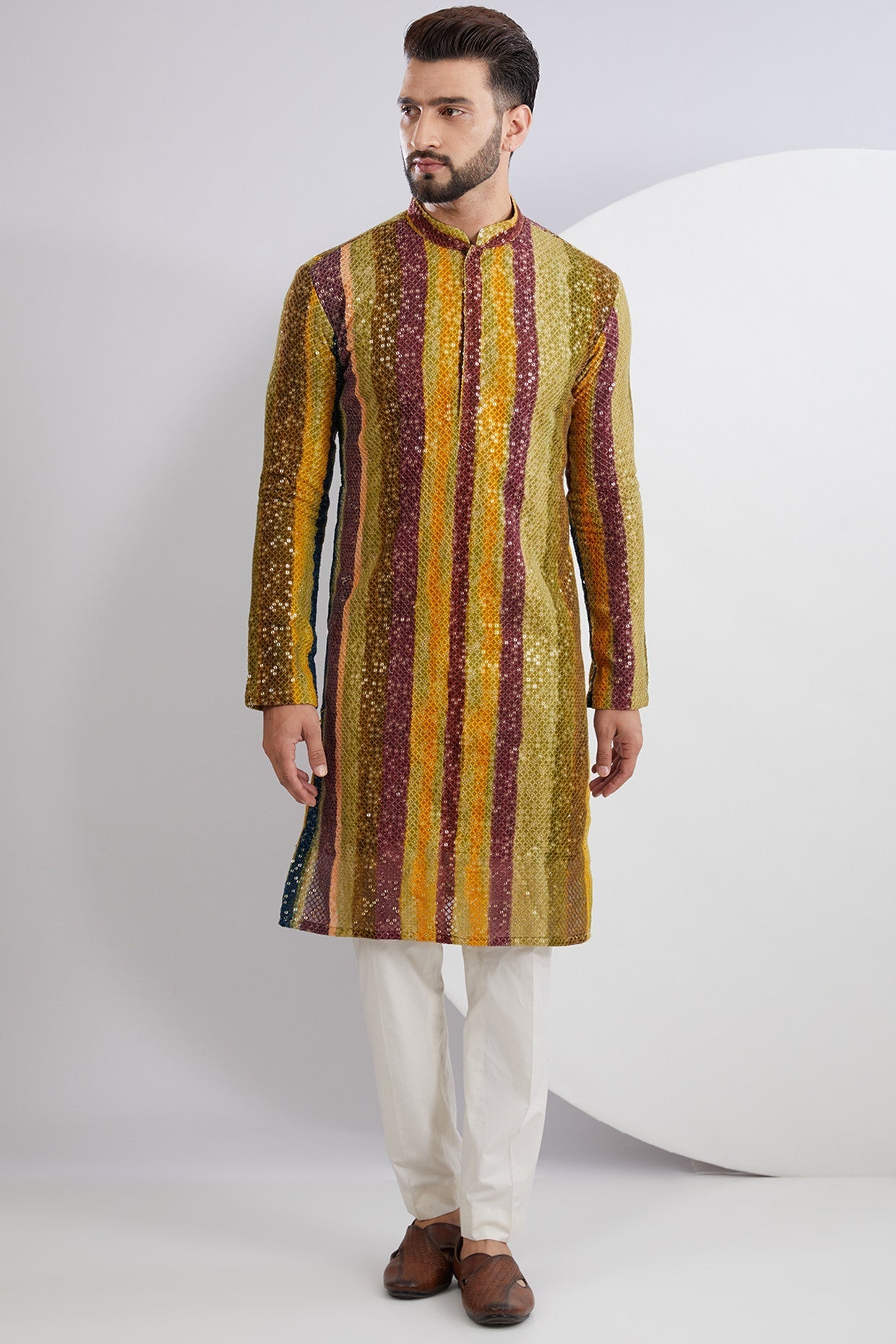 Vibrant Multi Thread and Sequins Kurta - kasbahmen