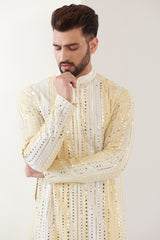 Yellow mirror work kurta - kasbahmen