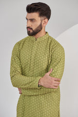 Mehndi Green Chikankari Kurta - kasbahmen