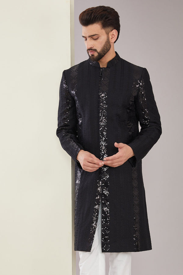 Formal Black Sequence Sherwani - kasbahmen