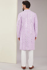 Signature Lilac Mirrorwork Kurta - kasbahmen