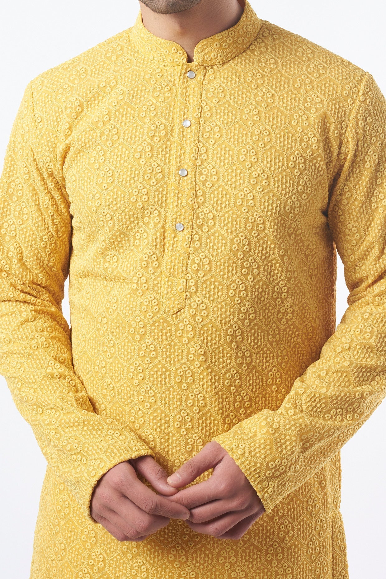 Mustard Embroidered Kurta - kasbahmen