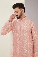 Signature Peach Mirrorwork Kurta