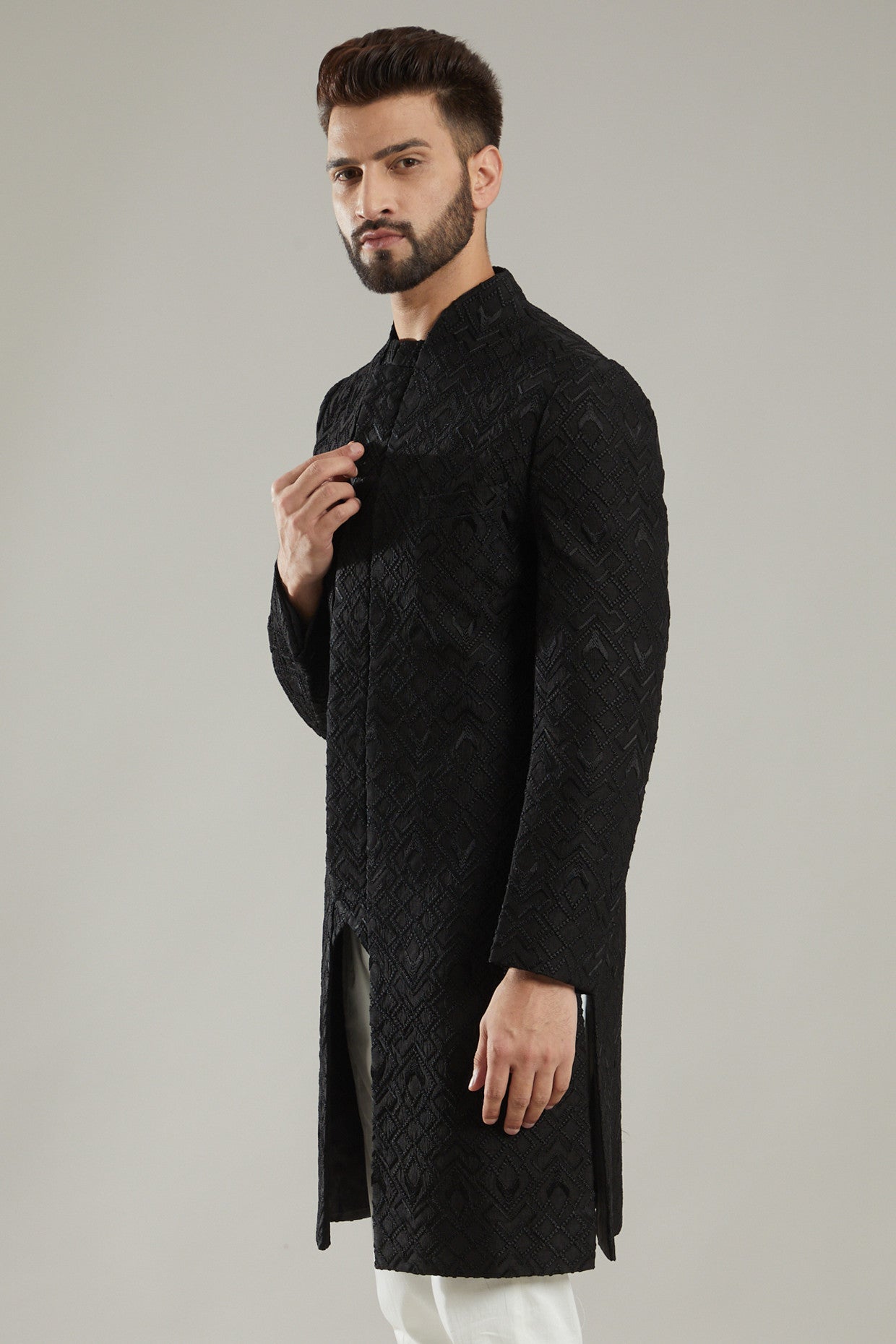 Black Silk Indo Western Jacket - kasbahmen