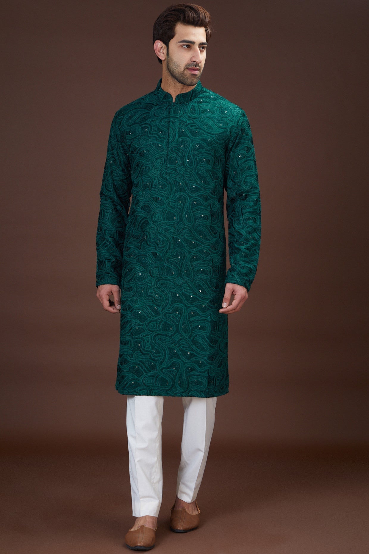 Formal bottle green kurta - kasbahmen