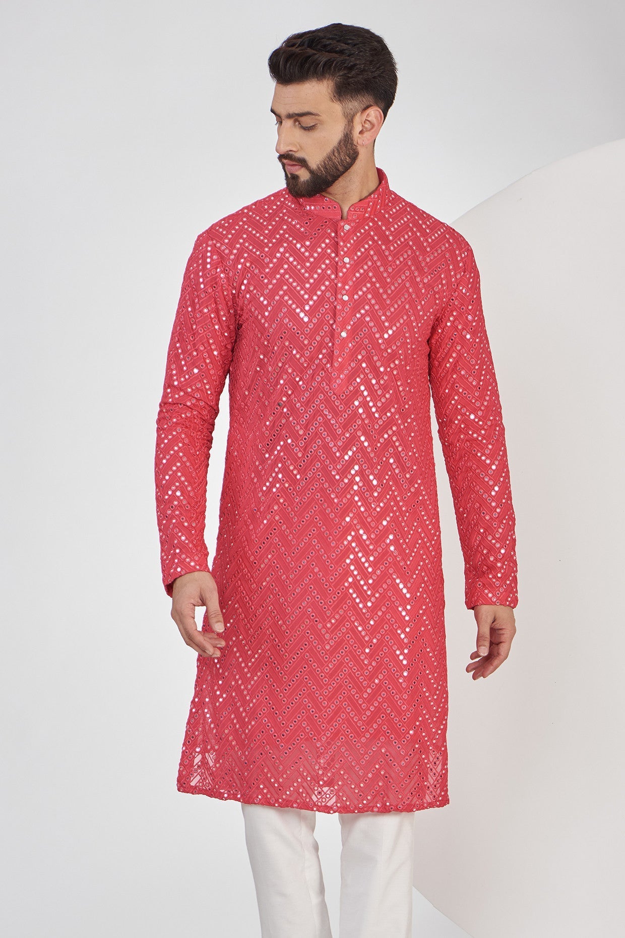 Hot Pink Mirror work Kurta - kasbahmen