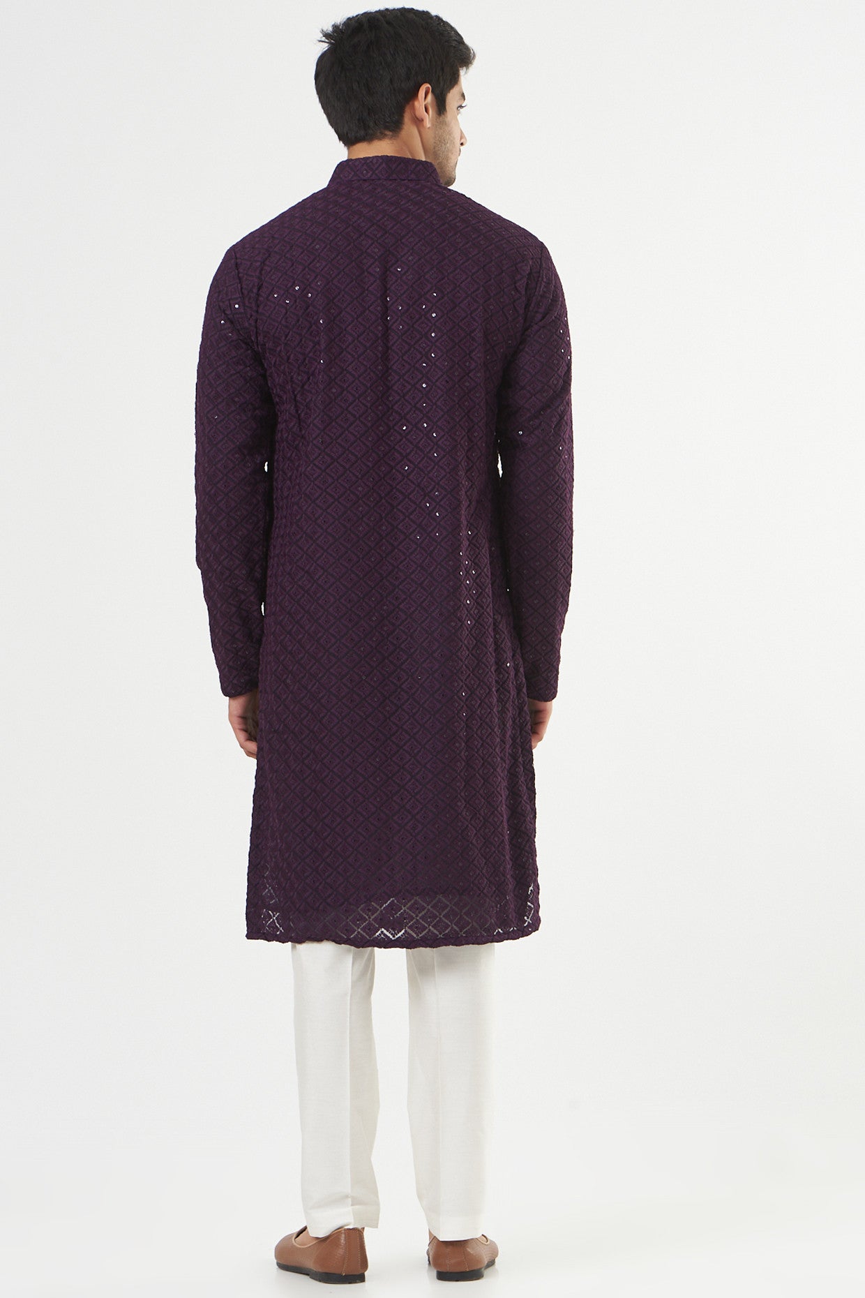 Wine Chikankari Kurta - kasbahmen