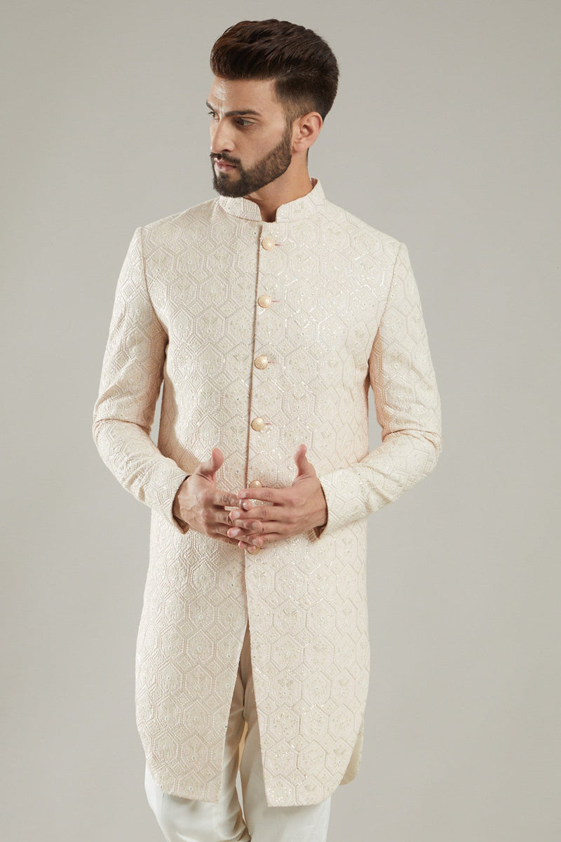 Blush Pink Silk Indo Western Jacket - kasbahmen