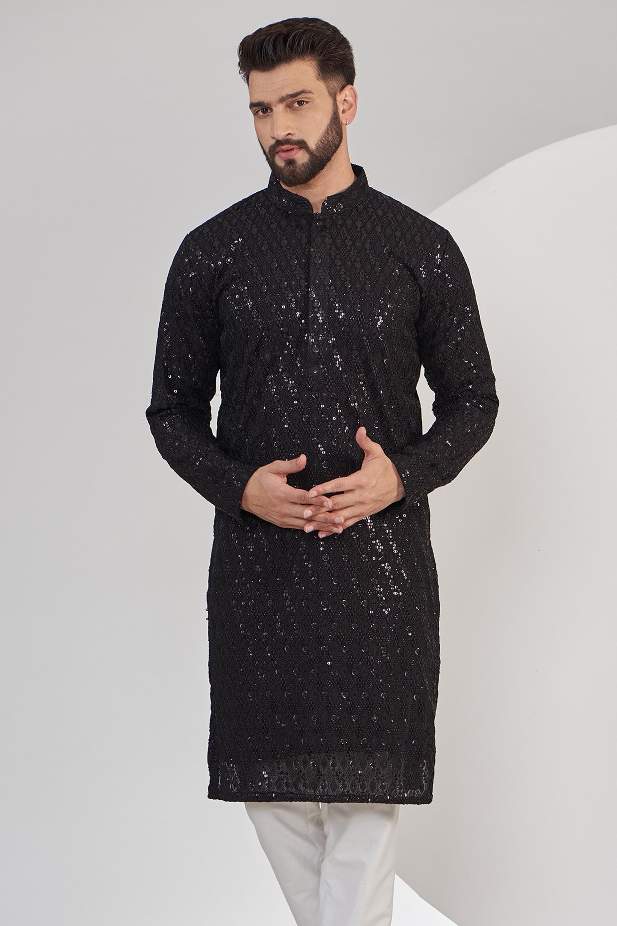 Black Chikankari Kurta - kasbahmen