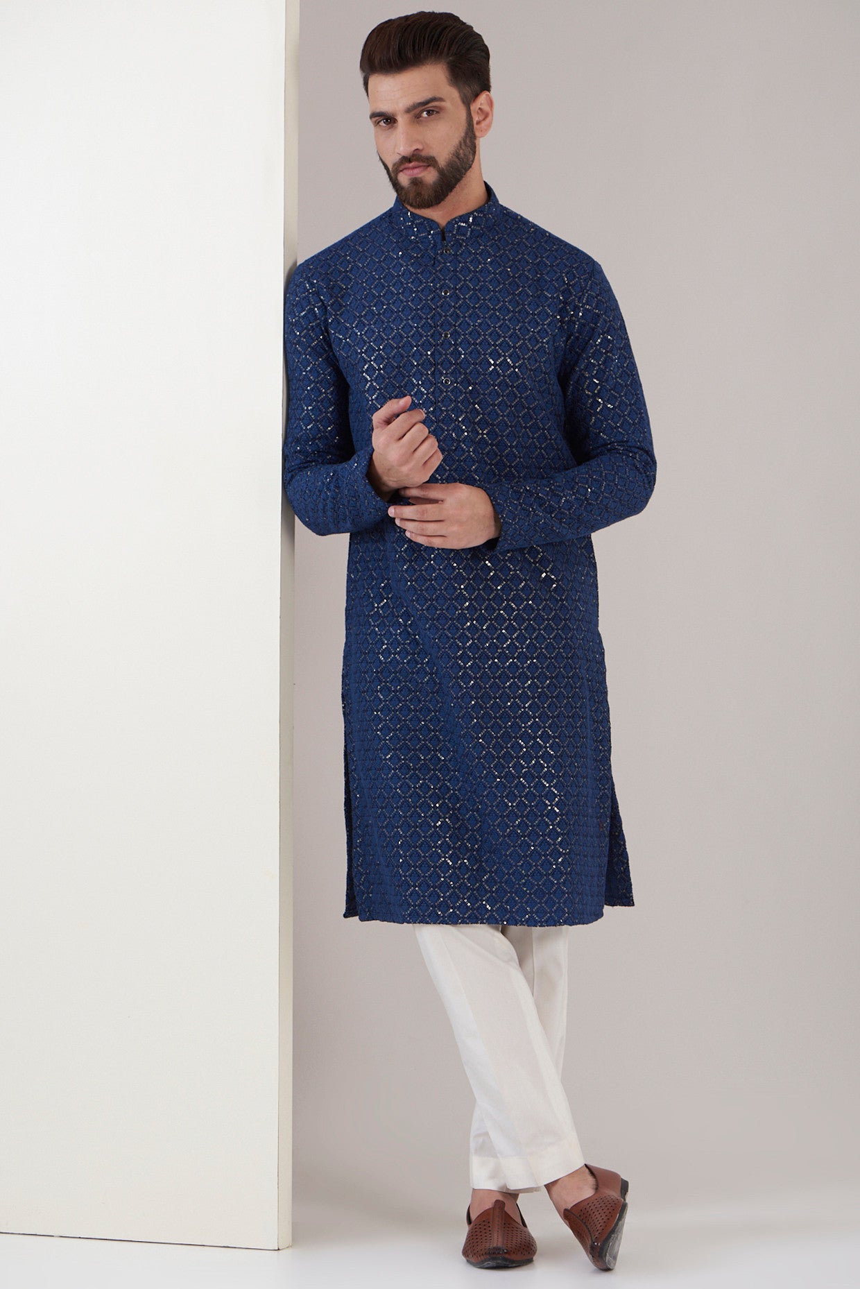 Navy Blue Sequence kurta - kasbahmen