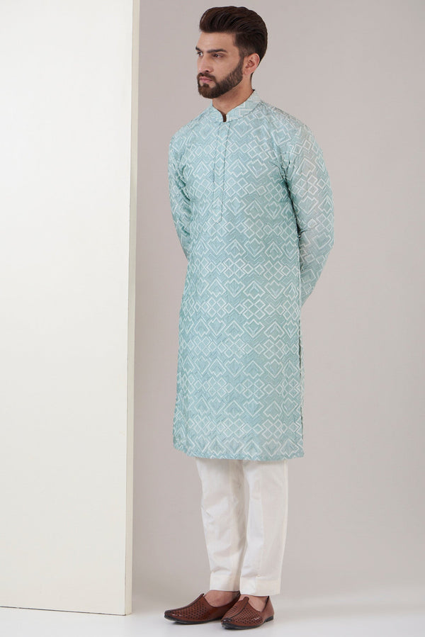 Mint Blue Chikankari kurta