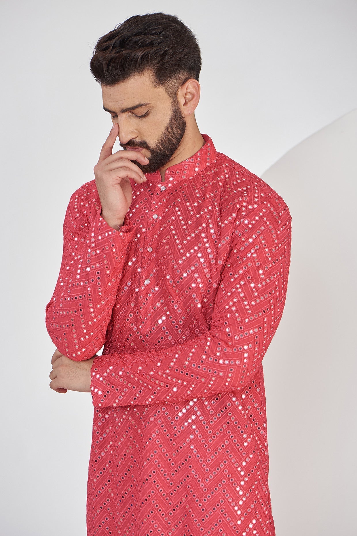 Hot Pink Mirror work Kurta - kasbahmen