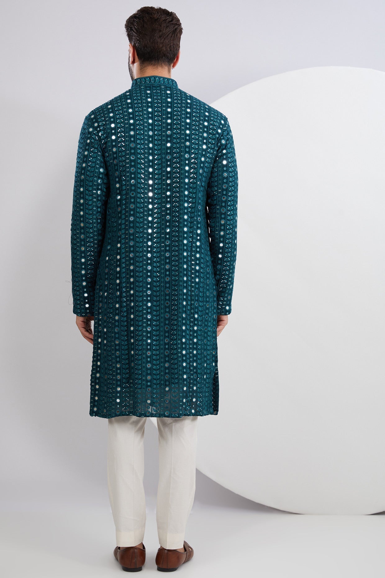 Teal Mirror Work Kurta - kasbahmen