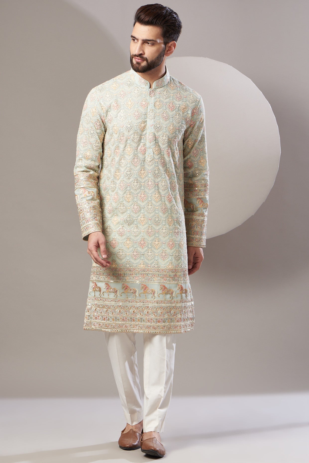 Formal royal embrodried sequenced kurta - kasbahmen