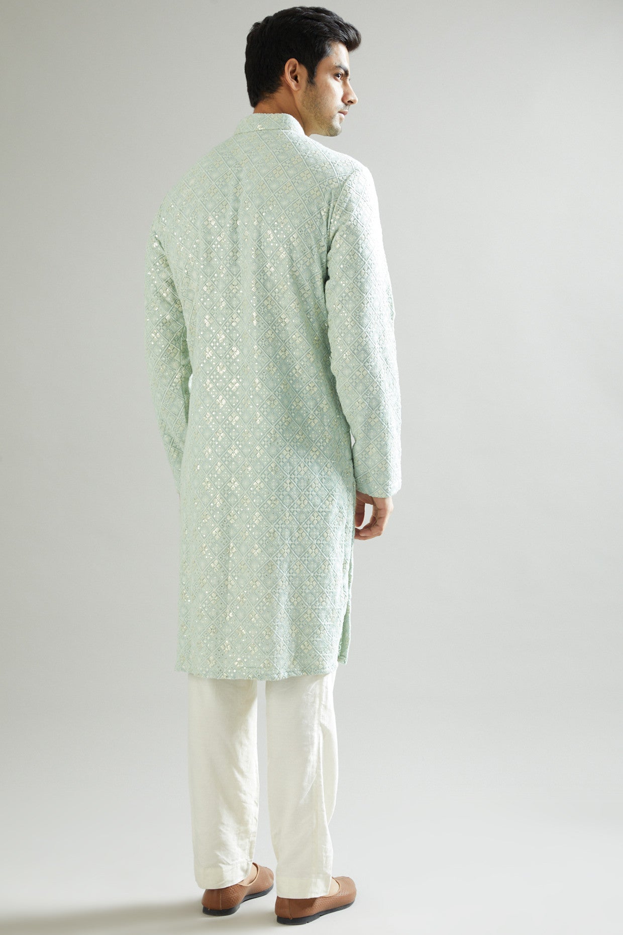 Sea Green Embroidered Kurta - kasbahmen