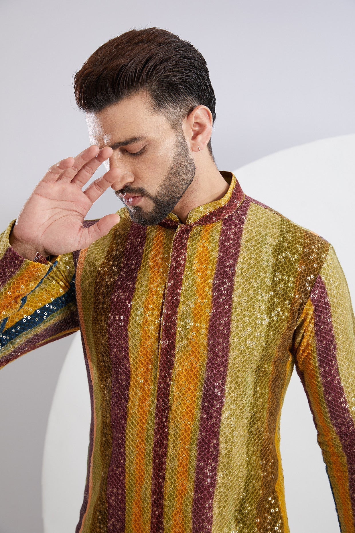 Vibrant Multi Thread and Sequins Kurta - kasbahmen