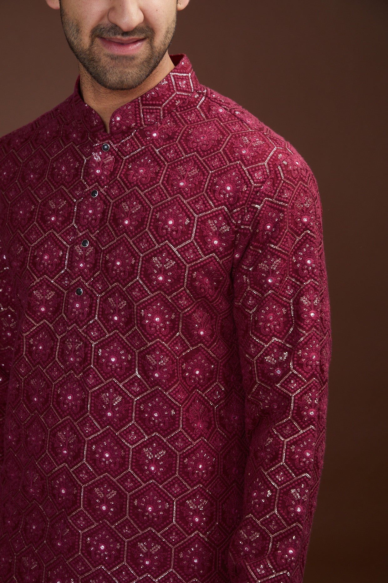 Light maroon embrodried kurta - kasbahmen