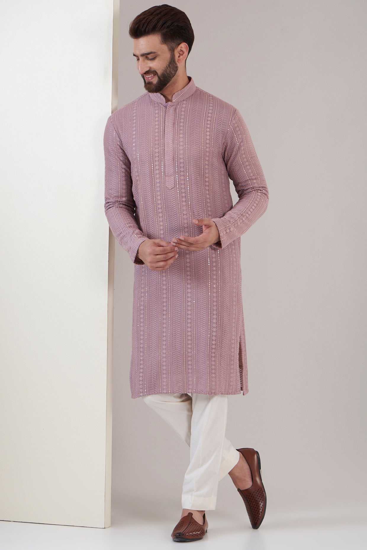 Lilac embroidered kurta - kasbahmen