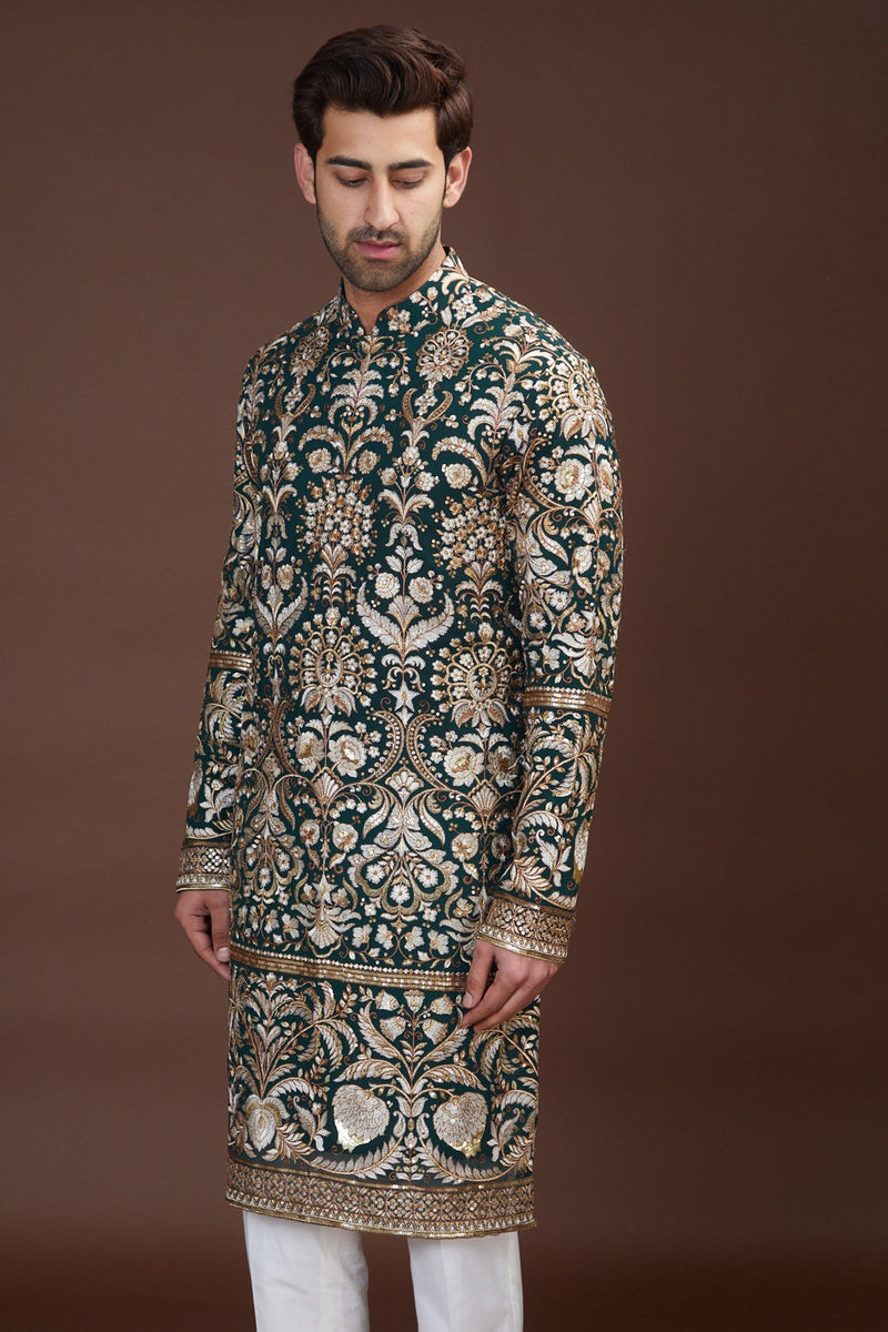 Mehandi green royal kurta - kasbahmen