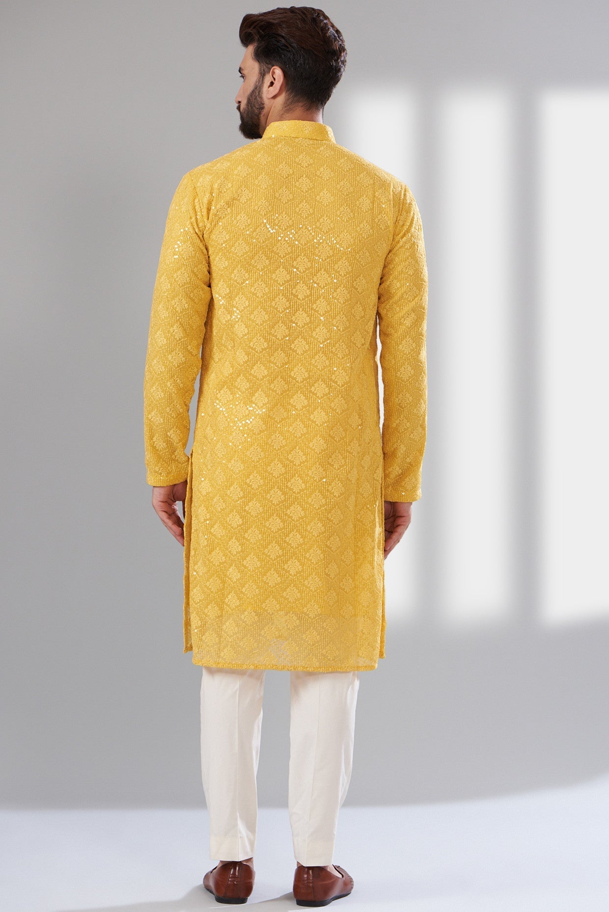 Yellow Chikankari Kurta - kasbahmen