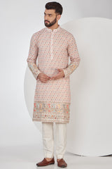 Pink Chikankari Kurta with intricate multi thread embroidery - kasbahmen