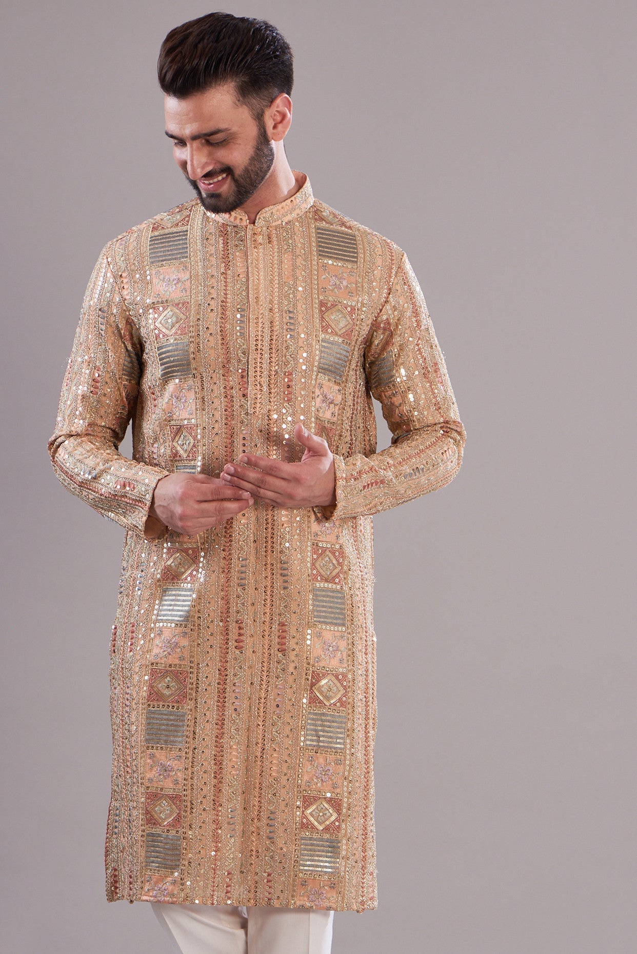 Peach embrodried kurta - kasbahmen