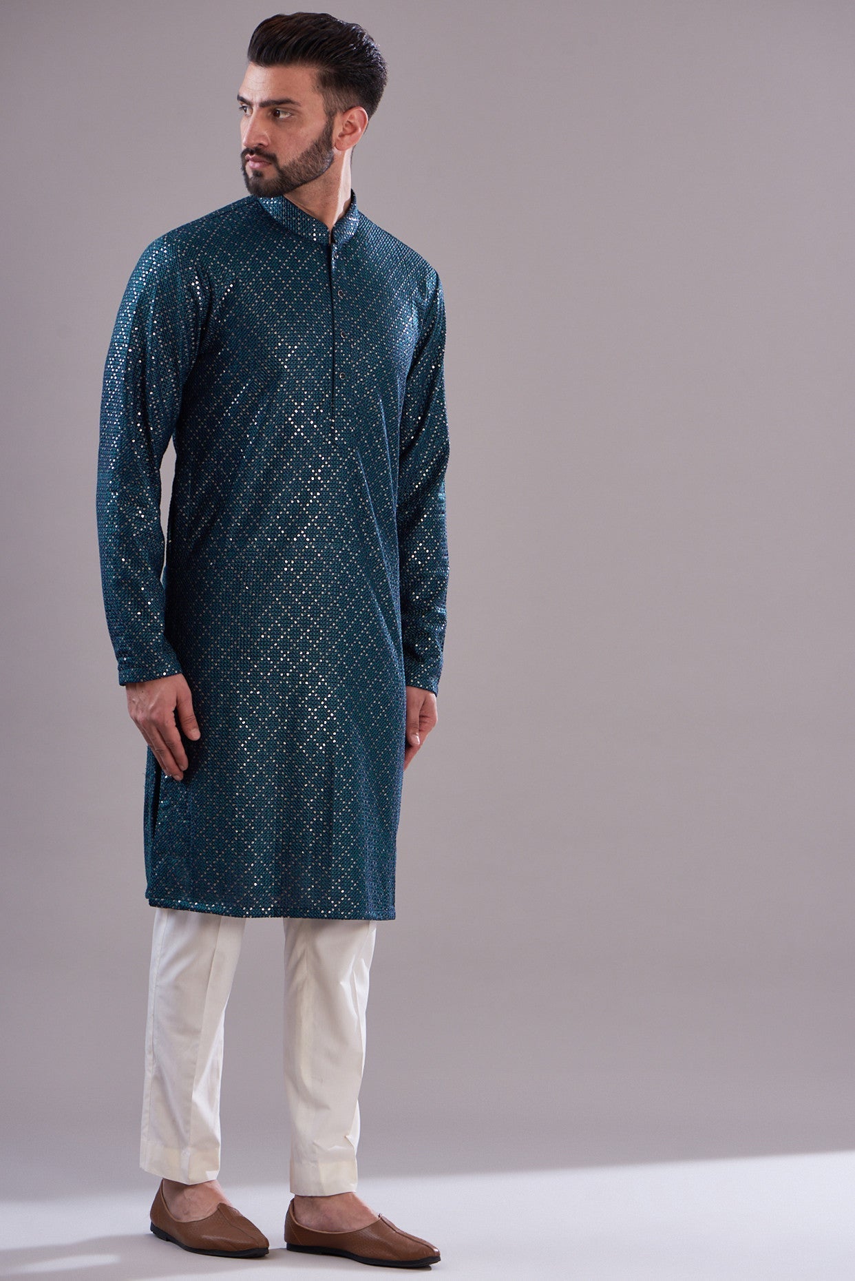 Navy sequenced kurta - kasbahmen