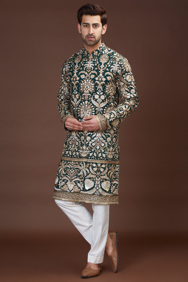 Mehandi green royal kurta - kasbahmen